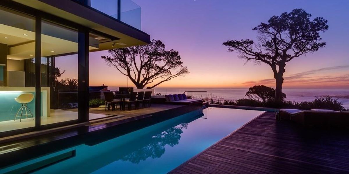 Pool View at Dusk